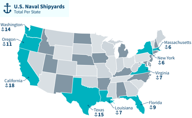 Location of Navy shipyards in US