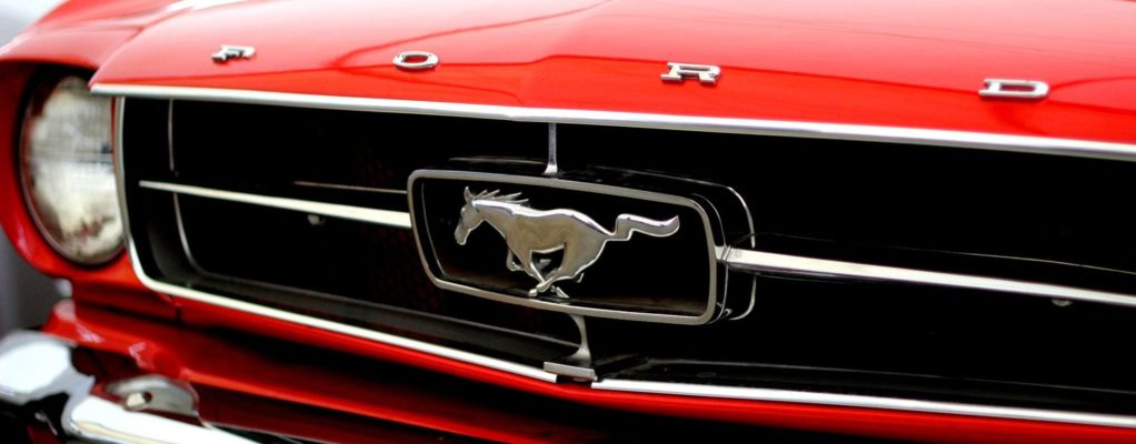 Close up of ford mustang logo