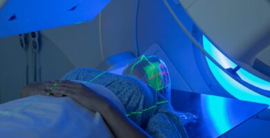 Patient undergoes radiation therapy