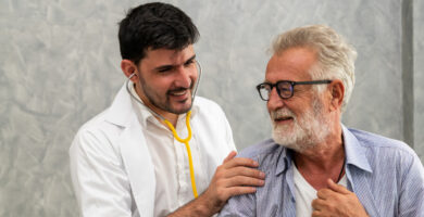 Older male patient with doctor