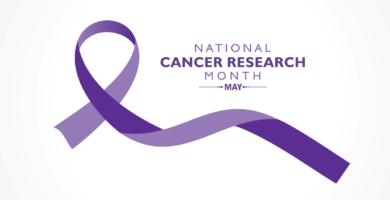 National Cancer Research Month logo