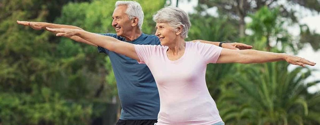 Senior couple exercising