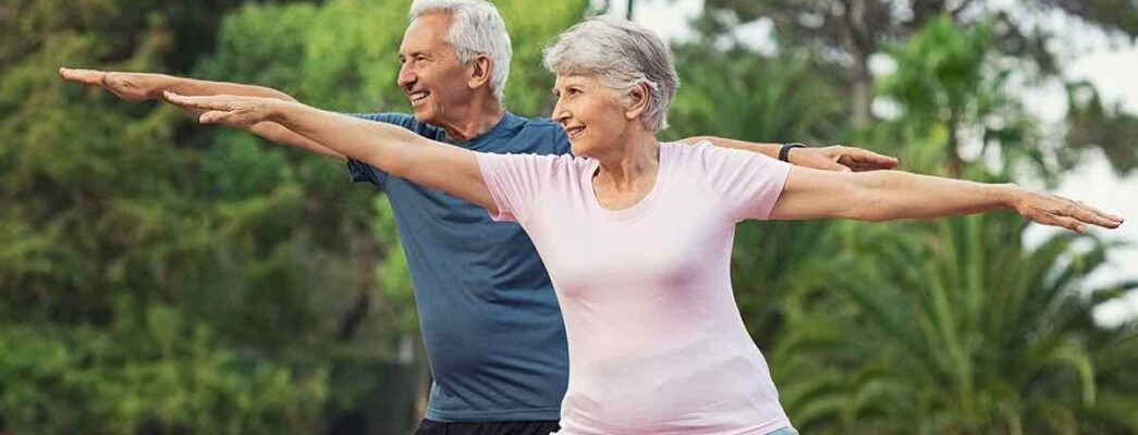 Senior couple exercising