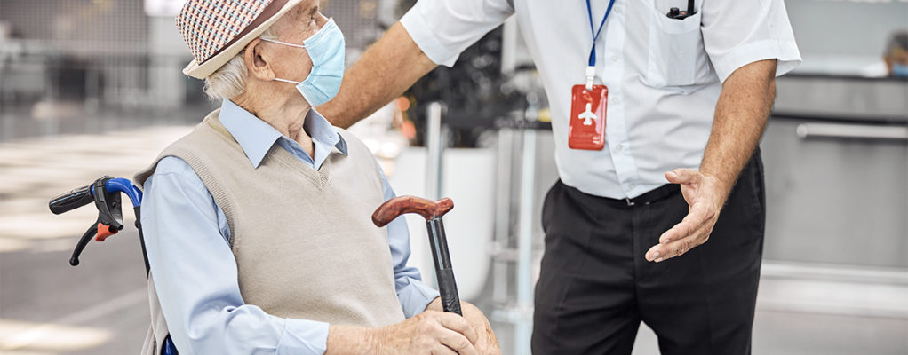 Elderly man in wheelchair