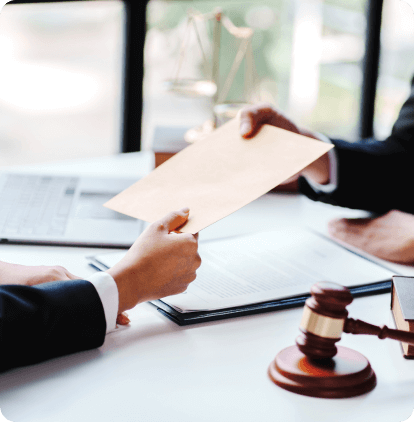 a lawyer shares documents with a client