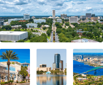 Shots of the Florida State Capitol building in Tallahassee, shops in downtown Panama City, Lake Eola in downtown Orlando, and the St. Johns River near downtown Jacksonville