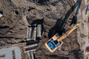 Excavation team working in a quarry