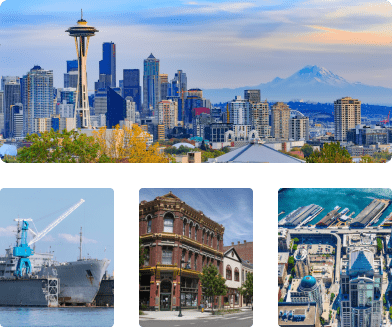 Various cities in the state of Washington