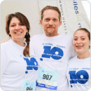 Julie Gundlach with her daughter and family at a Miles for Meso race