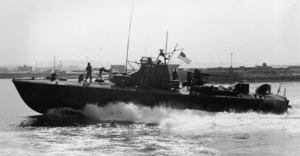 A U.S. Navy Fast Patrol Boat (PTF), "Nasty", cruises at medium speed during a run from the naval amphibious base in Little Creek, Virginia