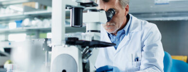 Researcher studying targeted therapy