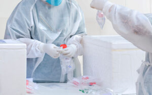 Professionals removing old dental equipment