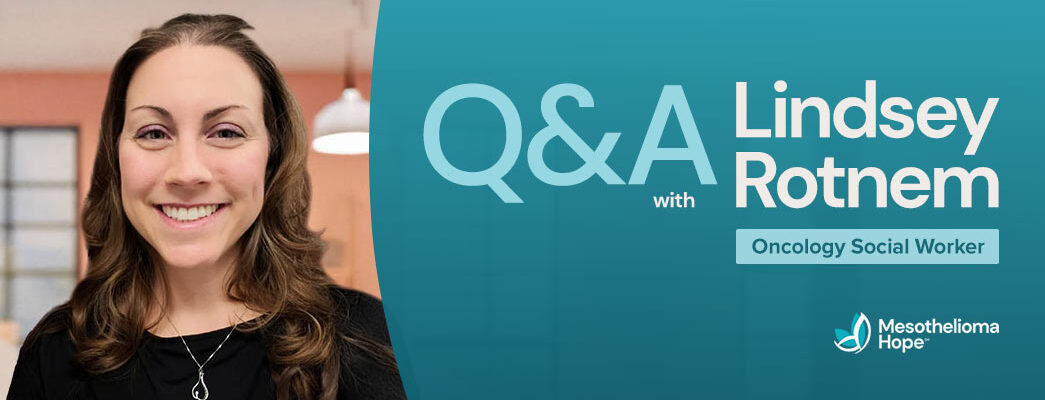 image header showing Lindsey Rotnem, oncology social worker, smiling with the text "Q&A with Lindsey Rotnem"