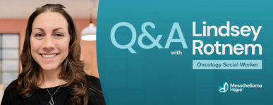 image header showing Lindsey Rotnem, oncology social worker, smiling with the text "Q&A with Lindsey Rotnem"