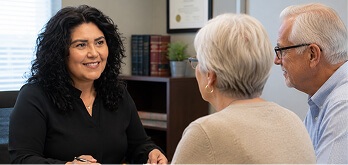Elderly couple during a free mesothelioma case review