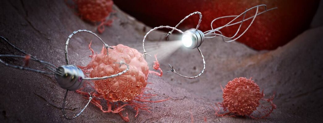 Two nanorobots attacking a cancer cell